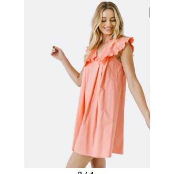 ✨NWOT✨ENGLISH FACTORY✨CORAL COLLAR SHIFT DRESS - Picture 3 of 4